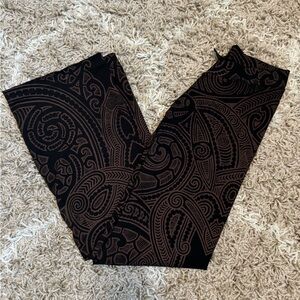 Low Rise Brown & Black Tribal Print Flare Pant size Large RUNS SMALL